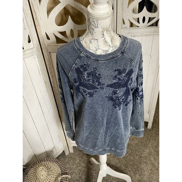 Max Jeans Sweaters - Max Jeans Size Medium Embroidered Pullover Sweater Blue Crew Neck